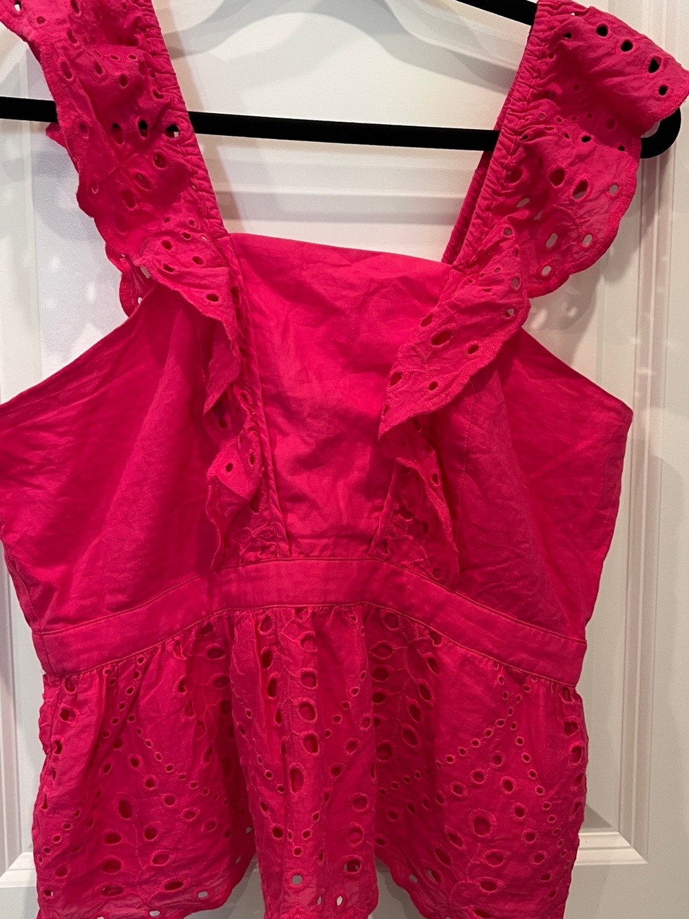 Banana Republic Eyelet Ruffle Camisole in Hot Pink
